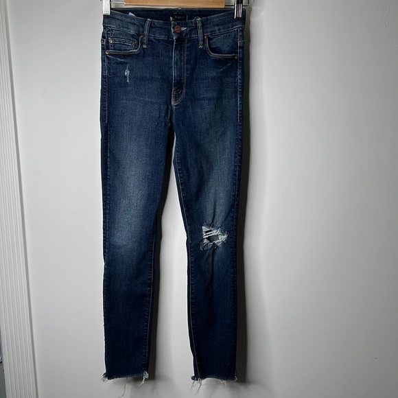 MOTHER Denim - 34• Mother High waisted looker ankle fray Stretch Pocket Women jeans Denim